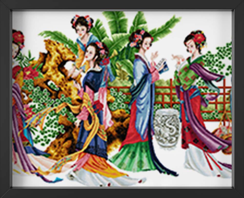 Kreuzstich -  Frauen in tollen Abendkleidern | 280x75 cm - Diy - Fadenkunst