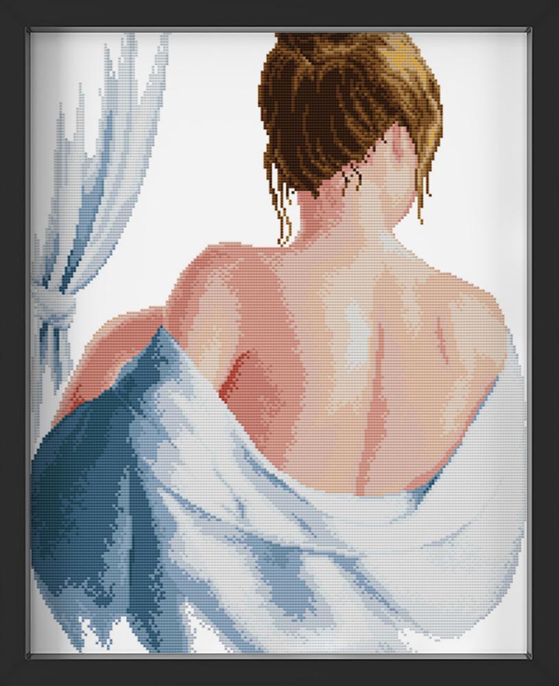 Kreuzstich -  Frau schöner Rücken | 40x50 cm - Diy - Fadenkunst