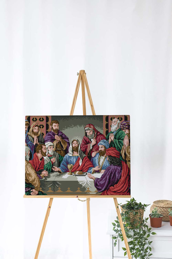 Kreuzstich -  Biblische Personen speisen zusammen | 60x30 cm - Diy - Fadenkunst