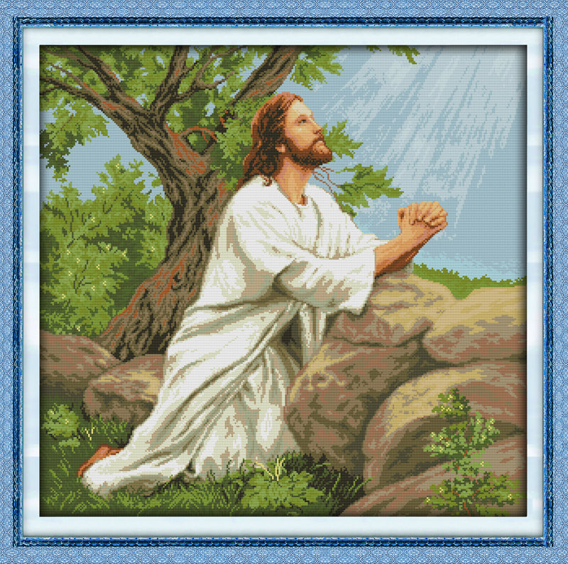 Kreuzstich -  | Jesus beim Beten  62 x 61 cm