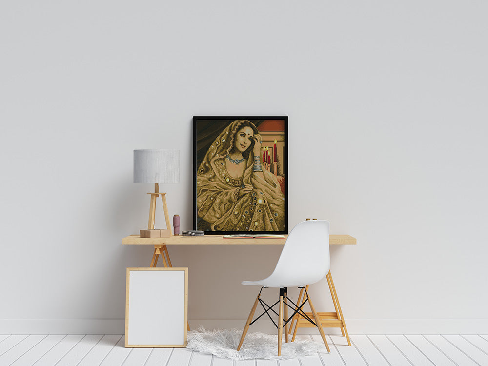 Kreuzstich - Indische Frau im tollen Kleid | 40x50 cm - Diy - Fadenkunst