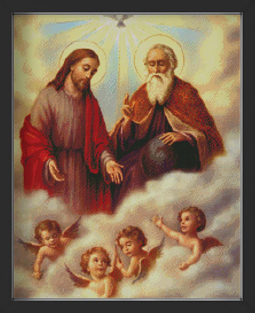 Kreuzstich - Jesus mit Engeln | 40x50 cm - Diy - Fadenkunst