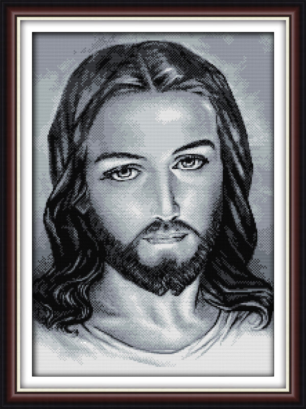 Kreuzstich | Jesus - schwarz/weiß  18x25cm