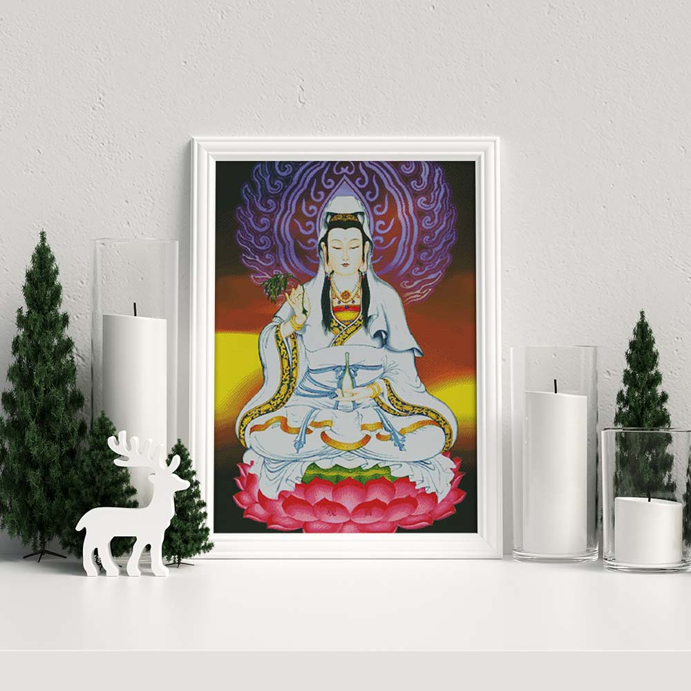 Kreuzstich - Buddha bunt | 70x100 cm - Diy - Fadenkunst