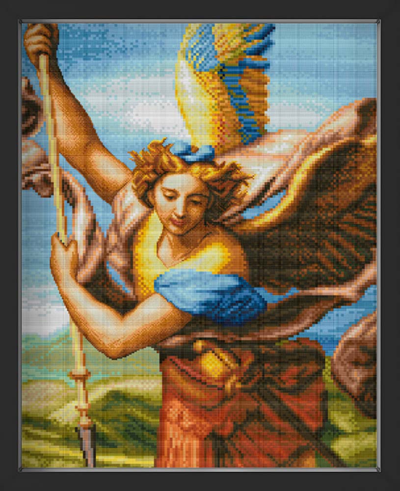 Kreuzstich - Engel mit Dolch | 60x80 cm - Diy - Fadenkunst