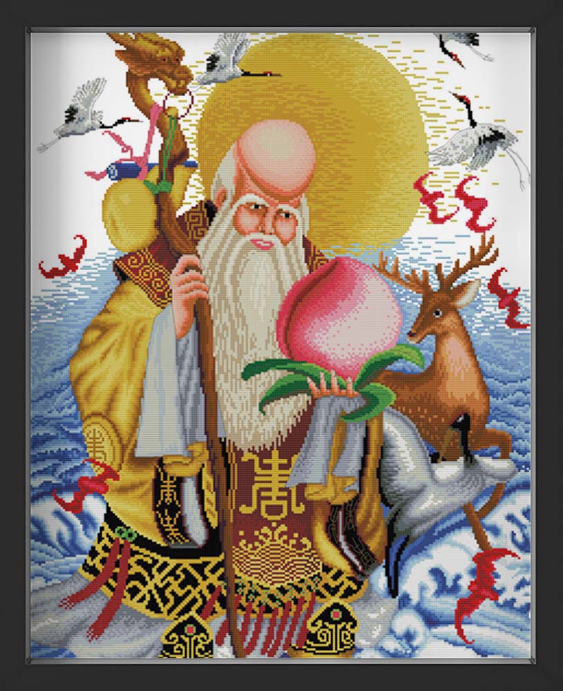 Kreuzstich - Religiöser chinesischer Mann | 50x60 cm - Diy - Fadenkunst