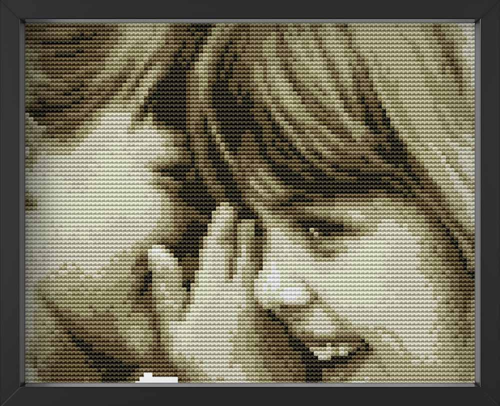 Kreuzstich -  zwei süße Kinder | 25x25 cm - Diy - Fadenkunst