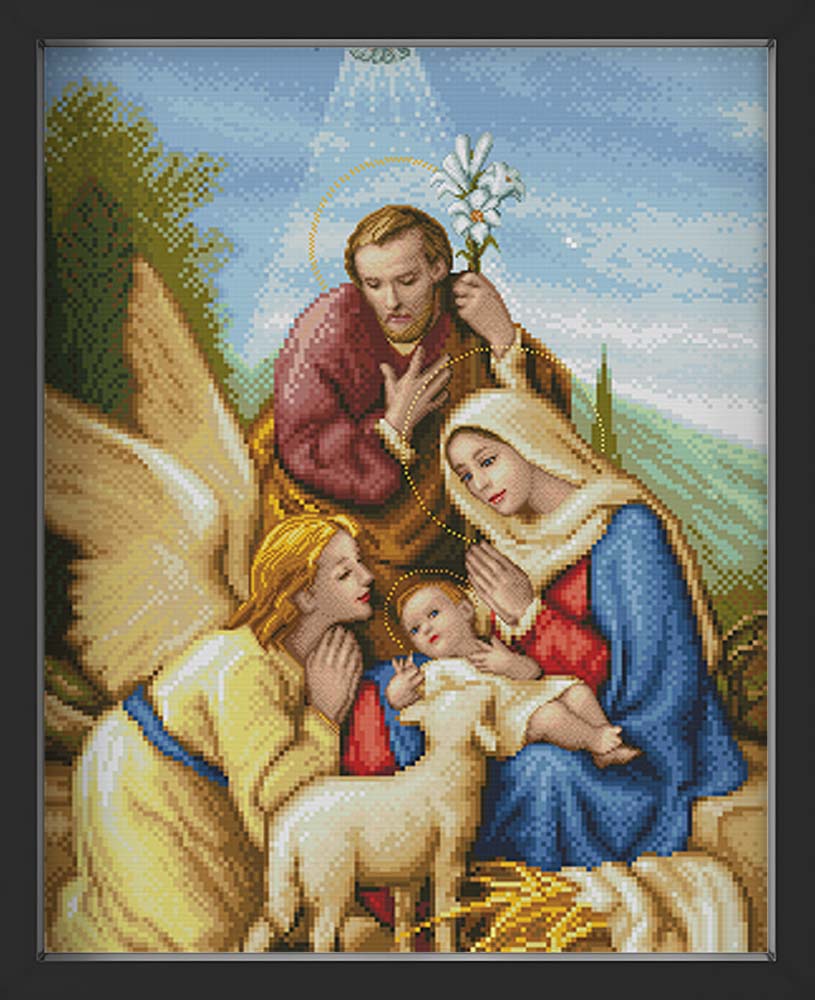 Kreuzstich - Josef und Maria mit Baby Jesus | 60x80 cm - Diy - Fadenkunst