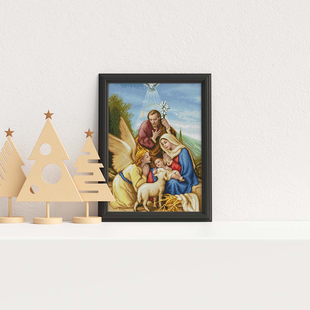 Kreuzstich - Josef und Maria mit Baby Jesus | 60x80 cm - Diy - Fadenkunst