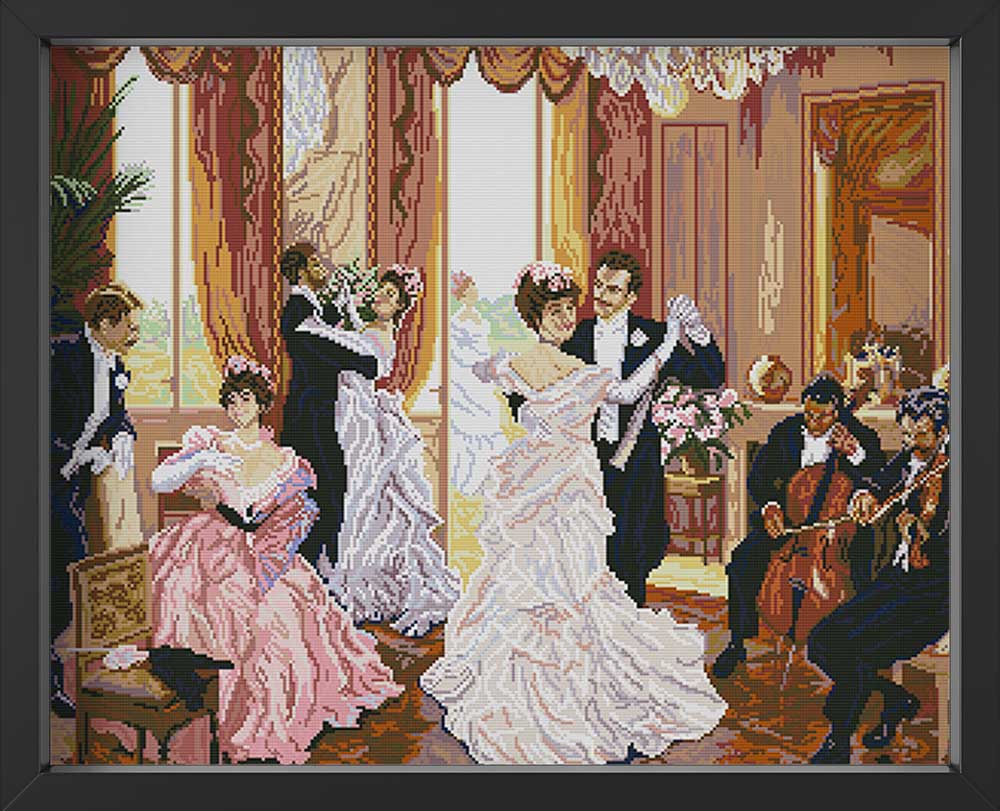 Kreuzstich -  Hochzeit Paar am tanzen | 60x50 cm - Diy - Fadenkunst