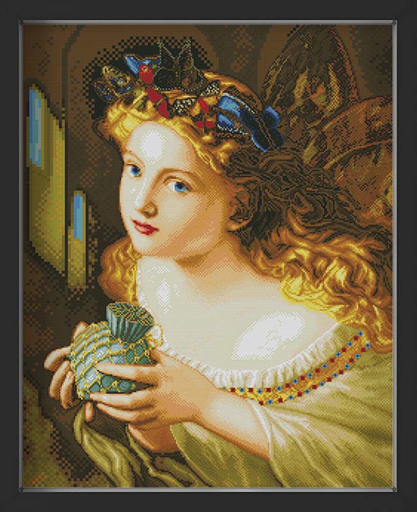 Kreuzstich - Mädchen im goldenen Licht | 50x70 cm - Diy - Fadenkunst