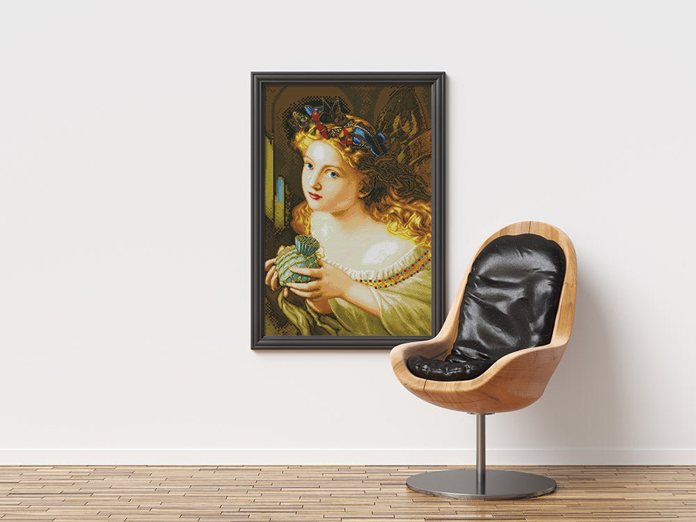 Kreuzstich - Mädchen im goldenen Licht | 50x70 cm - Diy - Fadenkunst
