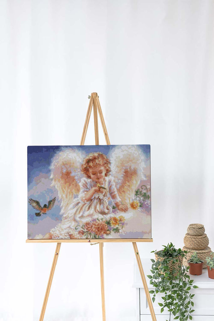 Kreuzstich - kleiner Engel mit Flügel | 40x30 - Diy - Fadenkunst