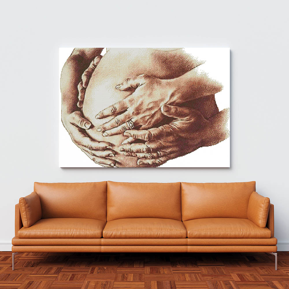Kreuzstich - Schwangerer Bauch | 60x45 cm - Diy - Fadenkunst