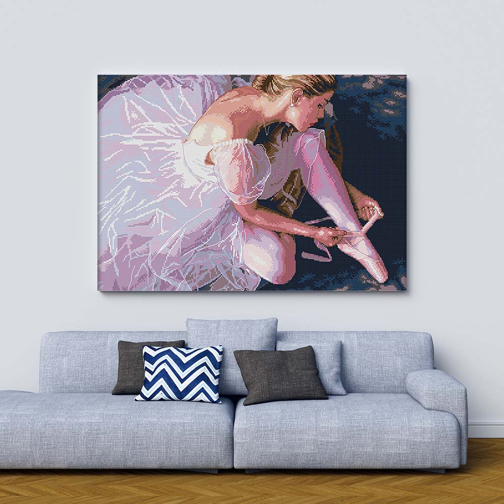 Kreuzstich - Ballerina | 54x54 cm - Diy - Fadenkunst