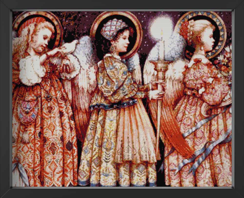 Kreuzstich -  Drei Mädchen religiös | 70x50 cm - Diy - Fadenkunst