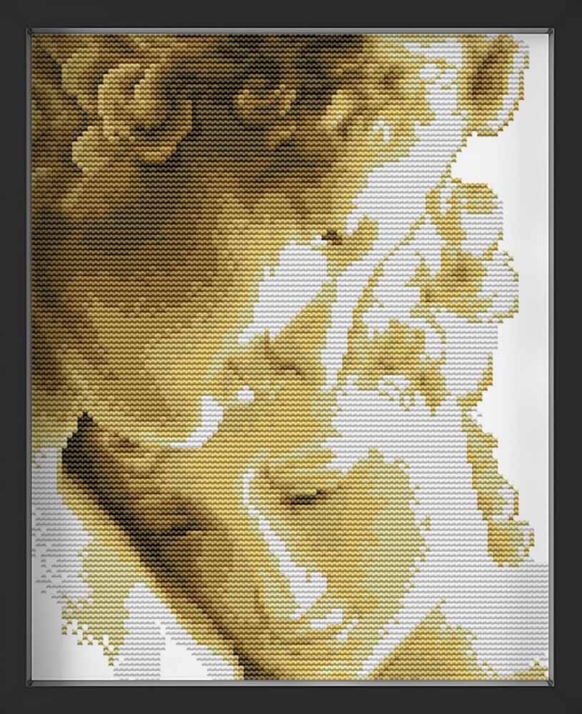 Kreuzstich - Historische Statur Köpfe | 20x30 cm - Diy - Fadenkunst