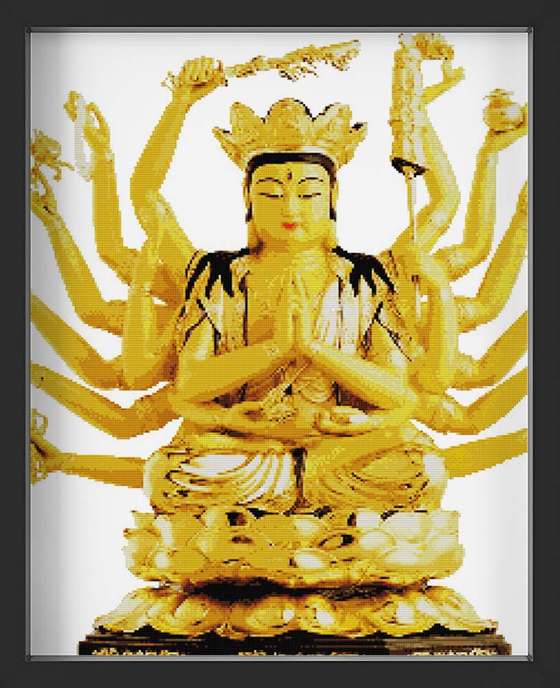 Kreuzstich - Buddha gold | 60x60 cm - Diy - Fadenkunst