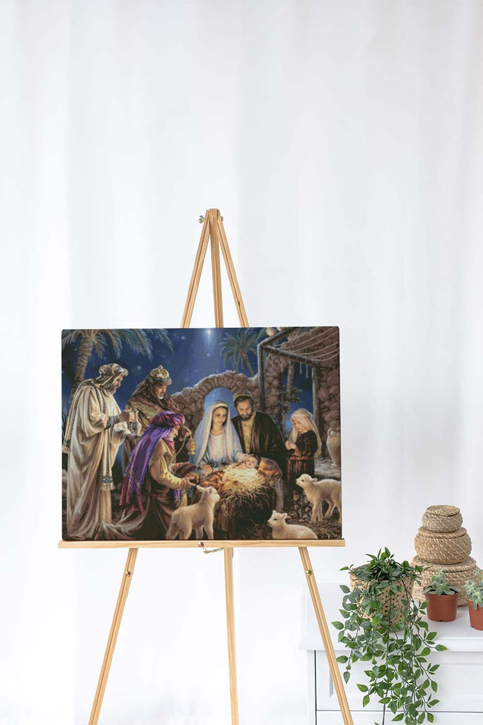 Kreuzstich -  Jesus in der Gruppe mit Tieren | 90x80 cm - Diy - Fadenkunst