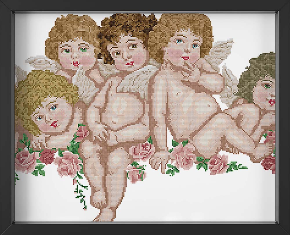 Kreuzstich - kleine süße Engel | 65x40 - Diy - Fadenkunst