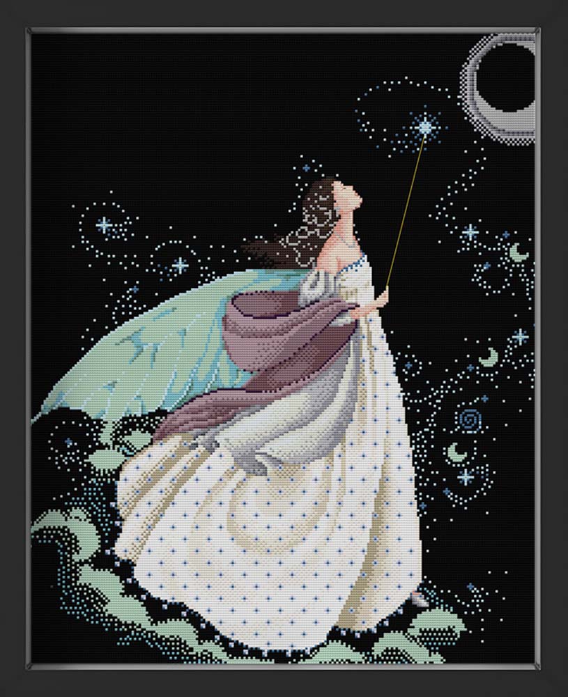 Kreuzstich - Prinzessin im Glitzer | 50x60 cm - Diy - Fadenkunst