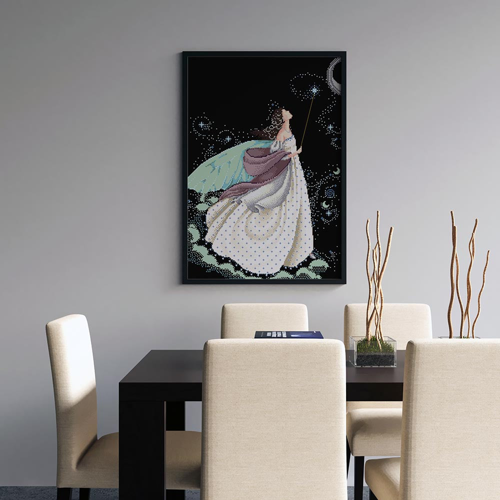 Kreuzstich - Prinzessin im Glitzer | 50x60 cm - Diy - Fadenkunst