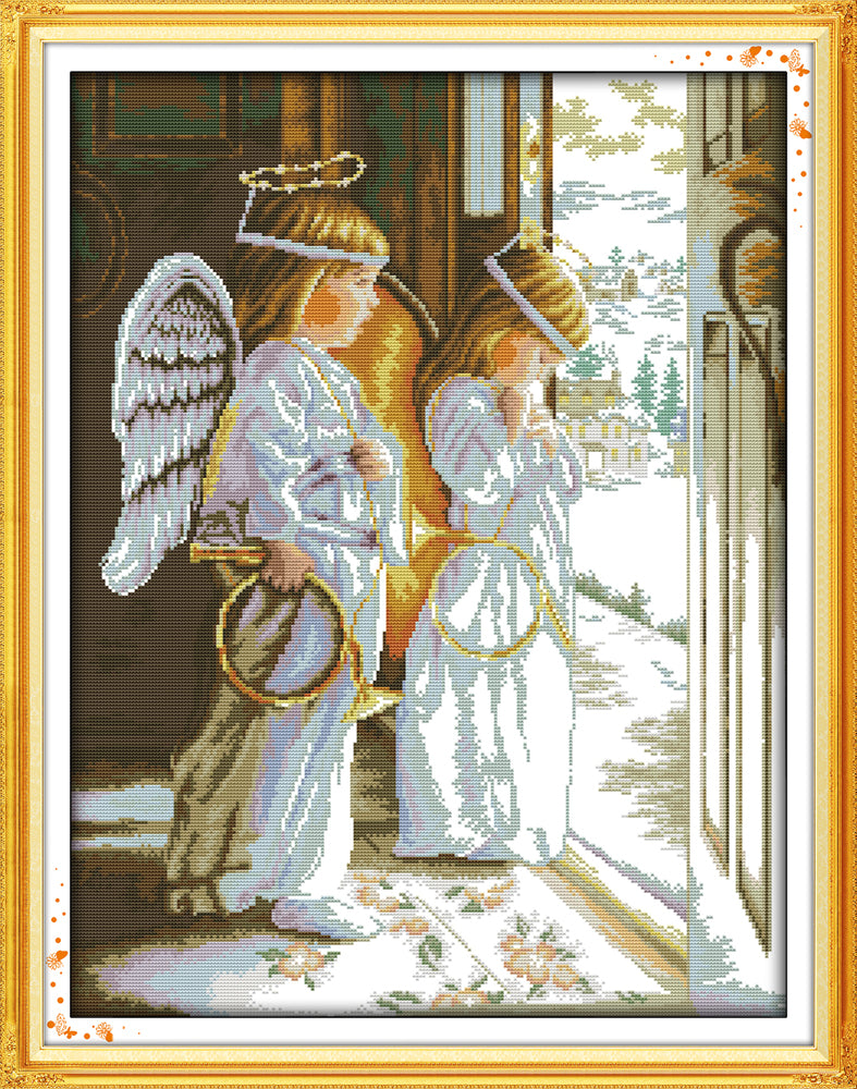 Kreuzstich |  Zwei Engelchen - 22 x  30 cm