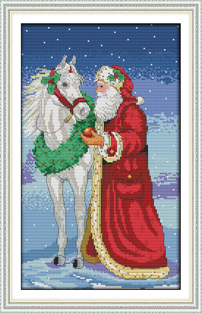 Kreuzstich |  Nikolaus mit Pferd - 11 x  18 cm