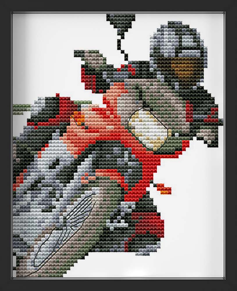 Kreuzstich - Motorradfahrer | 20x20 cm - Diy - Fadenkunst