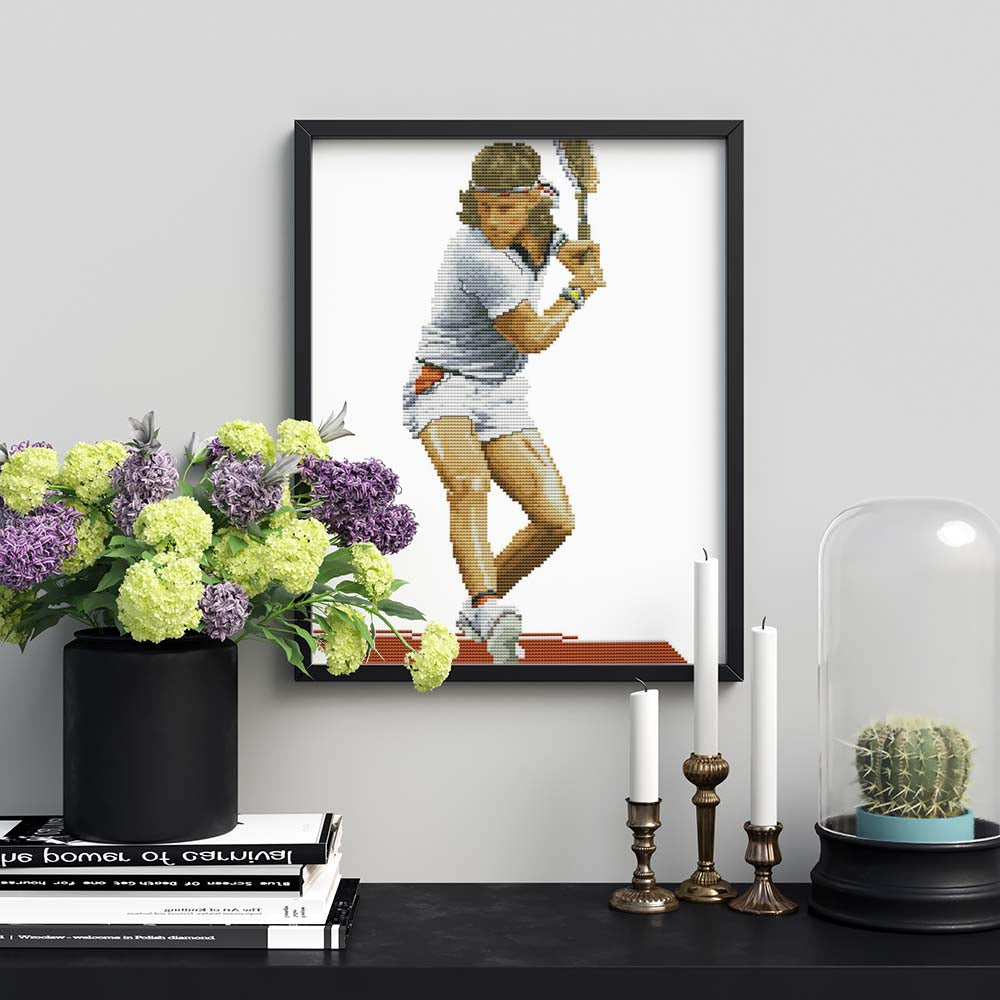 Kreuzstich - Tennis Spieler | 30x40 cm - Diy - Fadenkunst