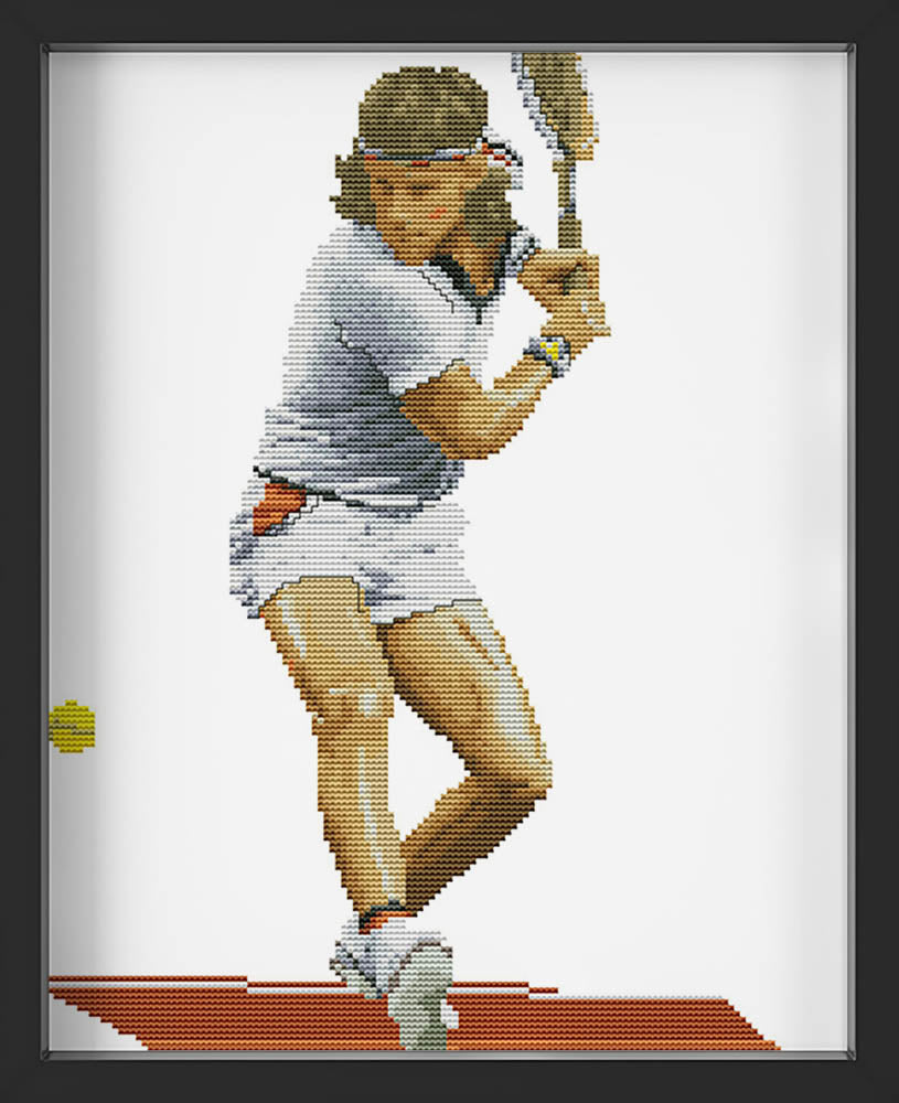 Kreuzstich - Tennis Spieler | 30x40 cm - Diy - Fadenkunst