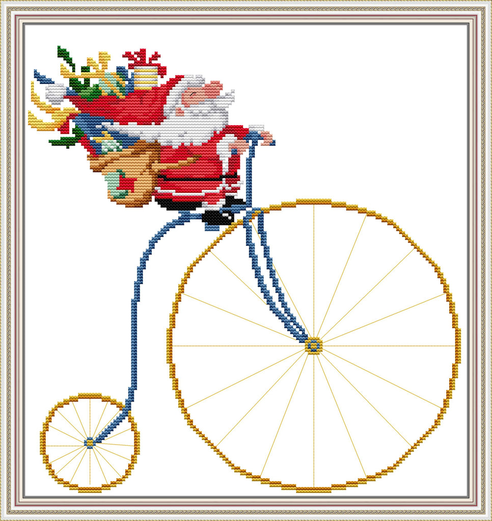 Kreuzstich | Nikolaus auf einem Rad - 15 x 16 cm
