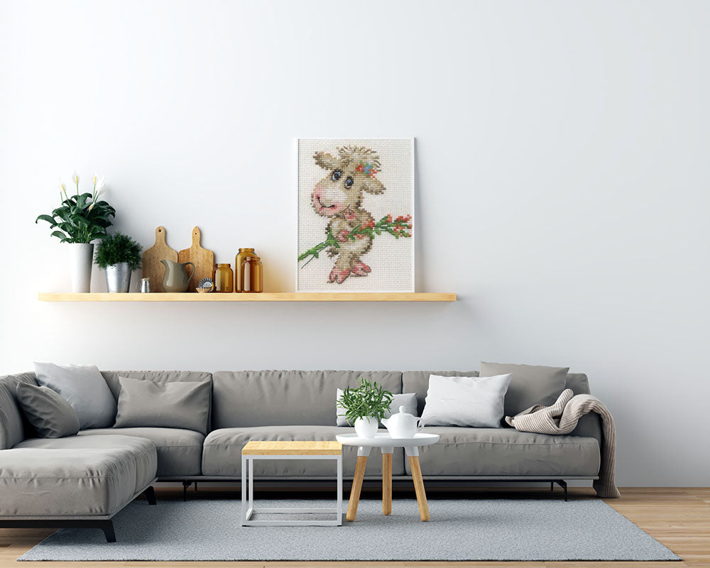 Kreuzstich - Hübsches Lamm | 10x15 cm - Diy - Fadenkunst