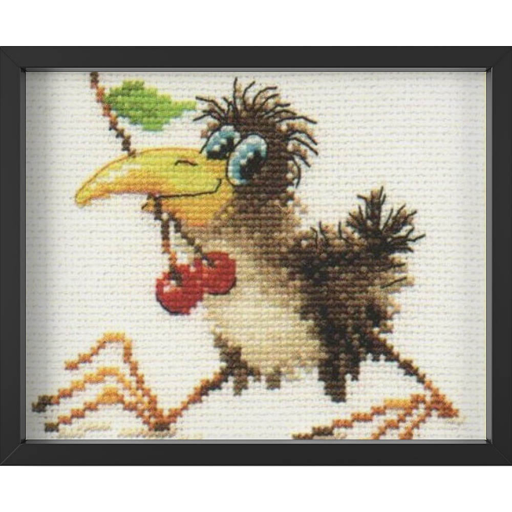 Kreuzstich - Baby Krähe | 15x15 cm - Diy - Fadenkunst