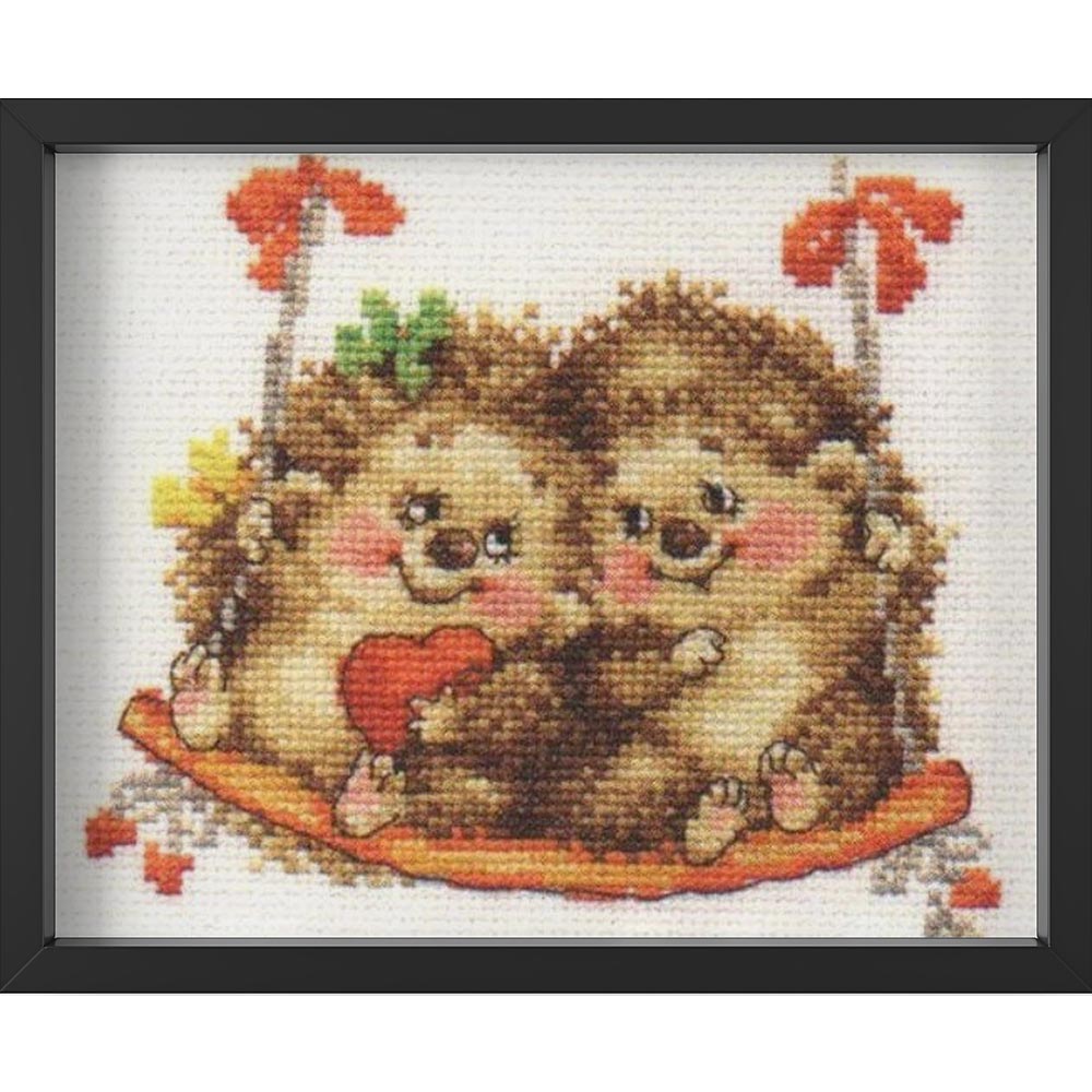 Kreuzstich - Auf den Schaukeln | 15x15 cm - Diy - Fadenkunst