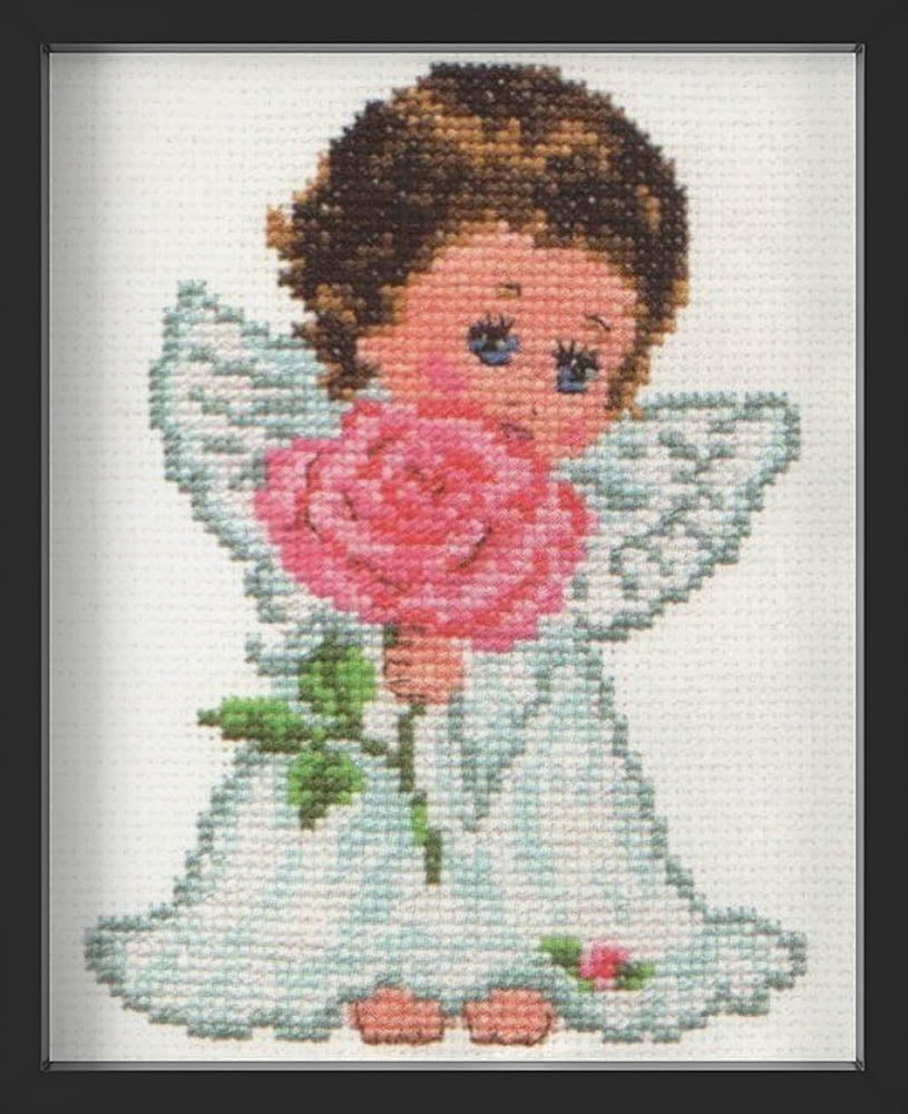 Kreuzstich - Engel der Liebe | 10x15 cm - Diy - Fadenkunst