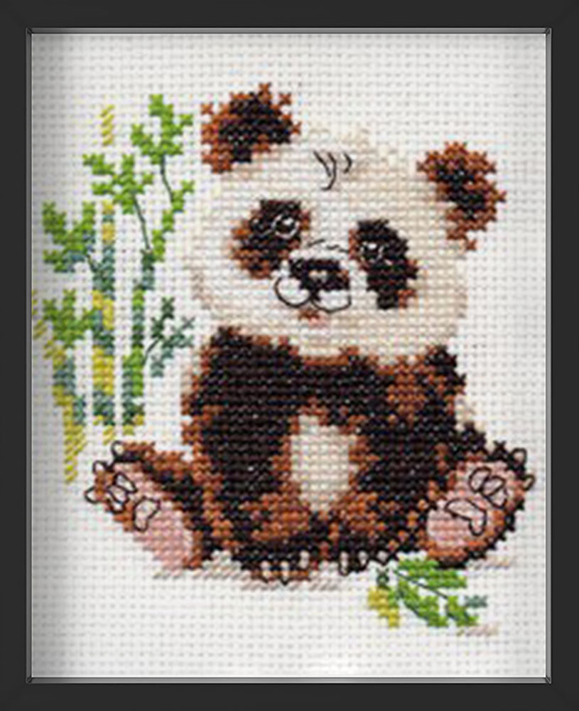 Kreuzstich - Pandabär | 10x10 cm - Diy - Fadenkunst