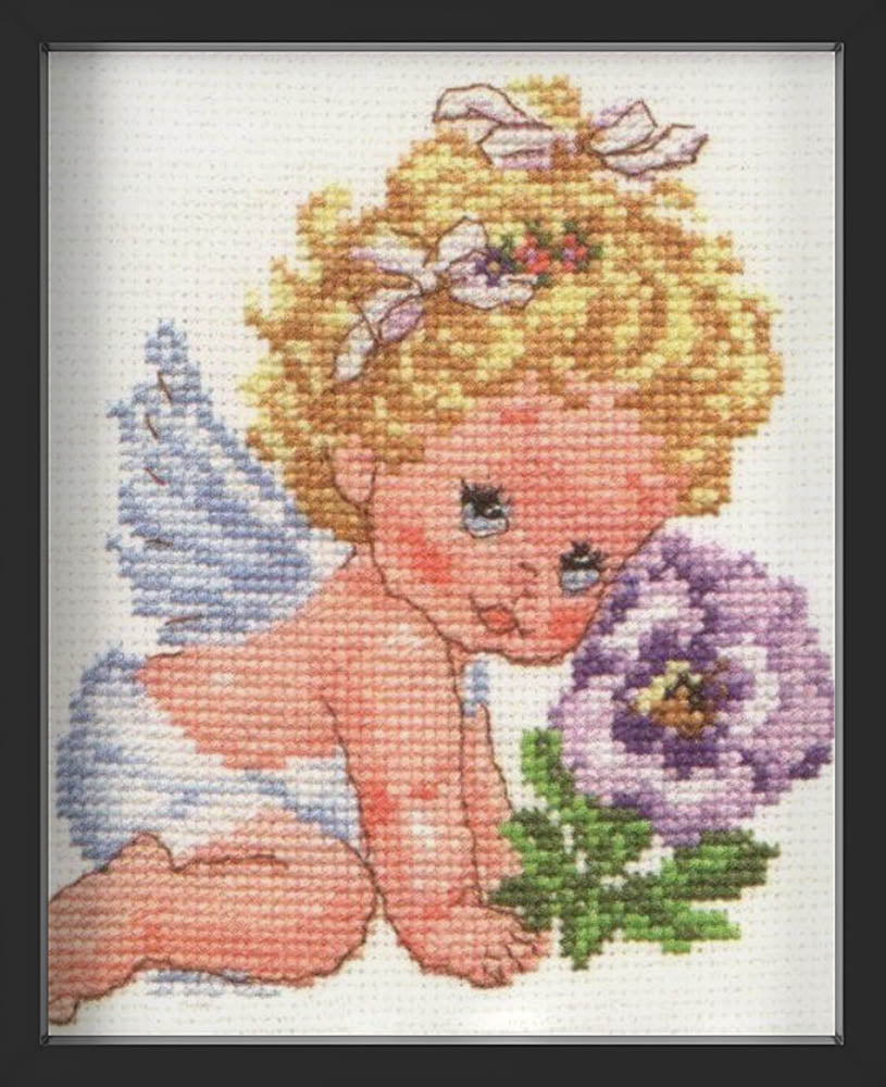 Kreuzstich - Engel des Glücks | 15x15 cm - Diy - Fadenkunst