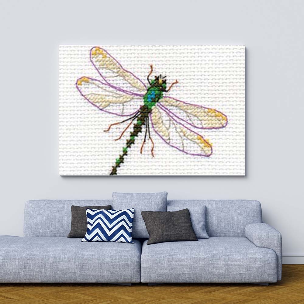 Kreuzstich - Libelle | 10x10 cm - Diy - Fadenkunst