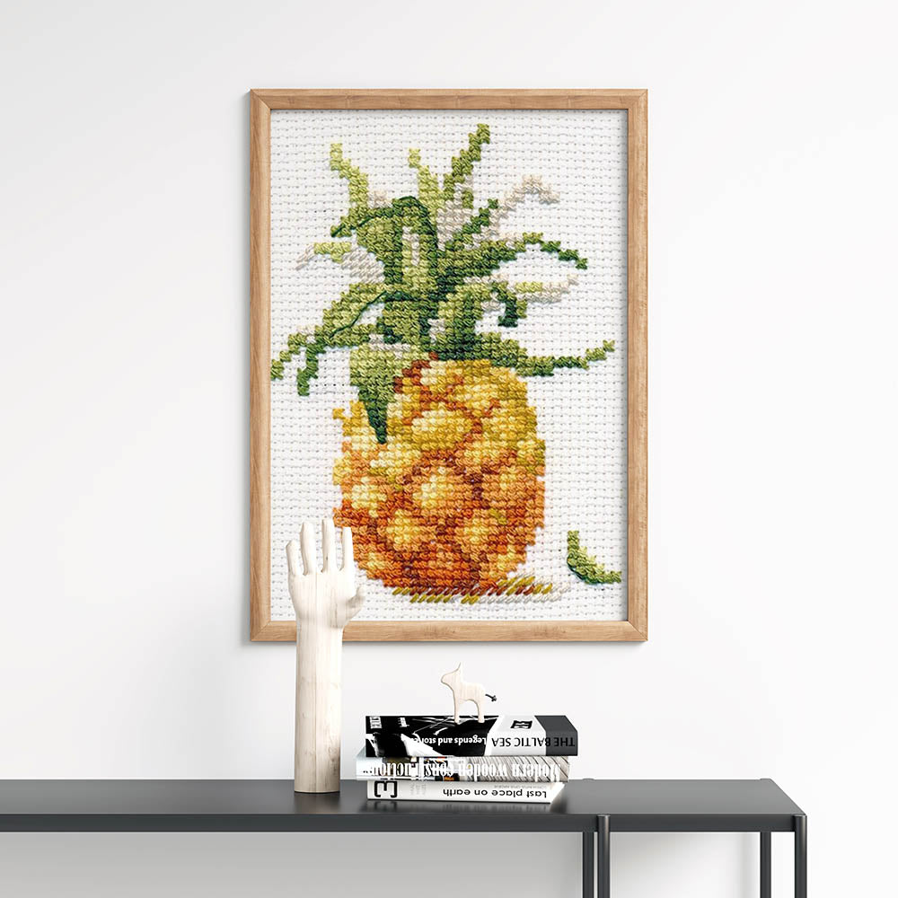 Kreuzstich - Ananas | 10x10 cm - Diy - Fadenkunst