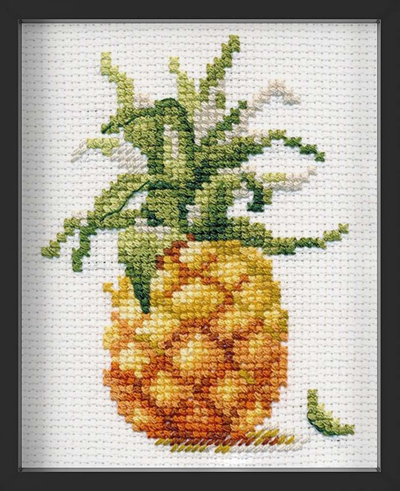 Kreuzstich - Ananas | 10x10 cm - Diy - Fadenkunst