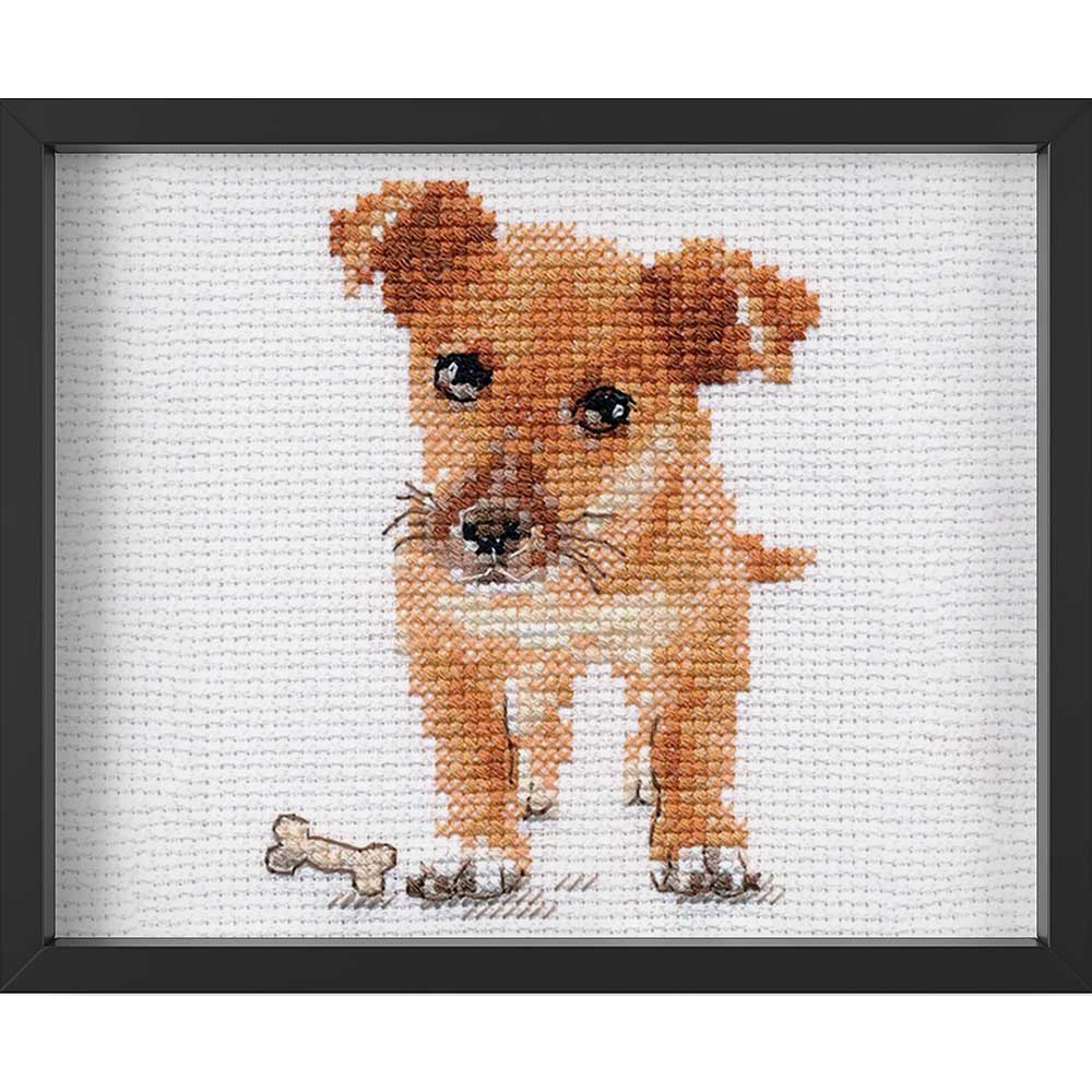 Kreuzstich - Welpe | 10x10 cm - Diy - Fadenkunst