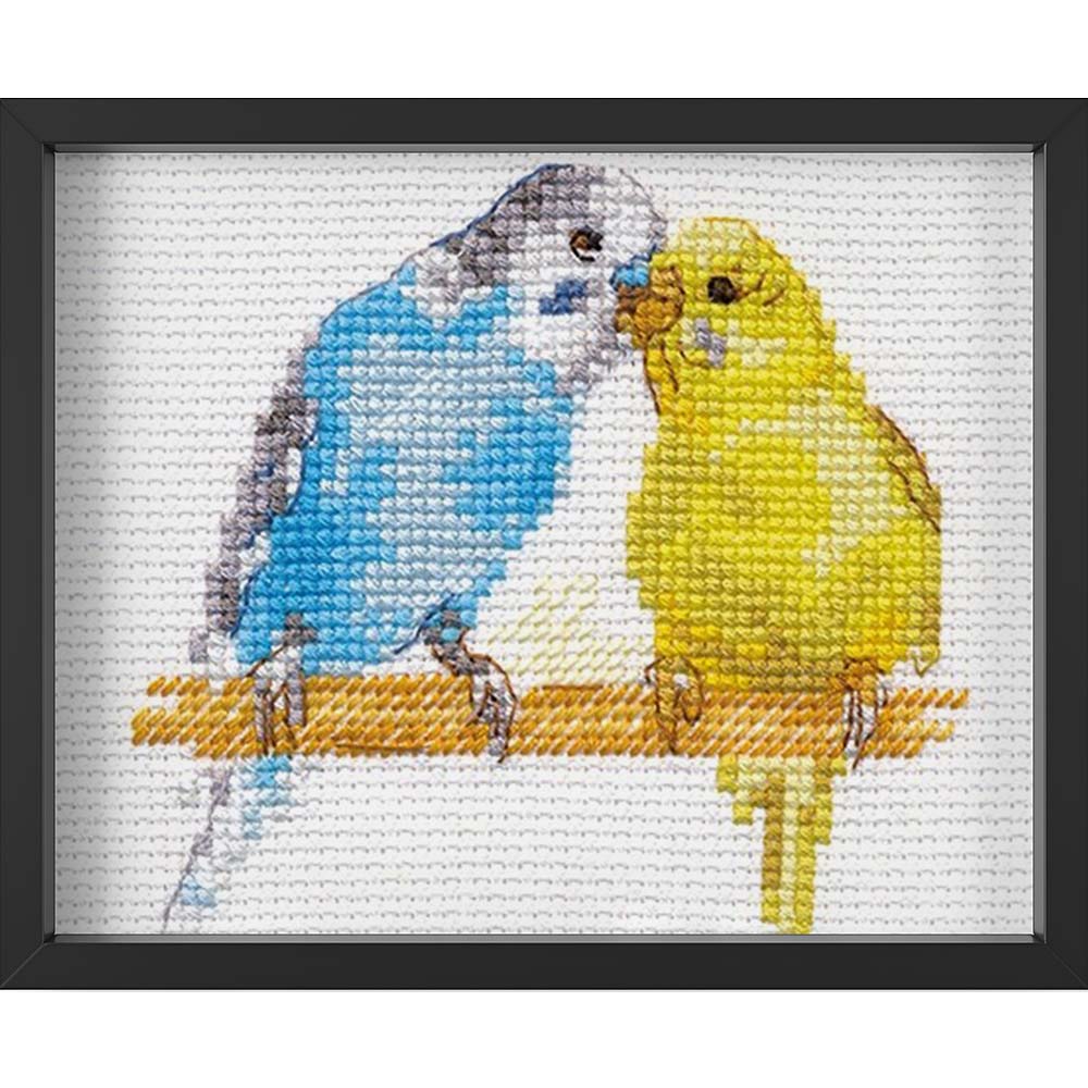 Kreuzstich - Papageien | 10x10 cm - Diy - Fadenkunst