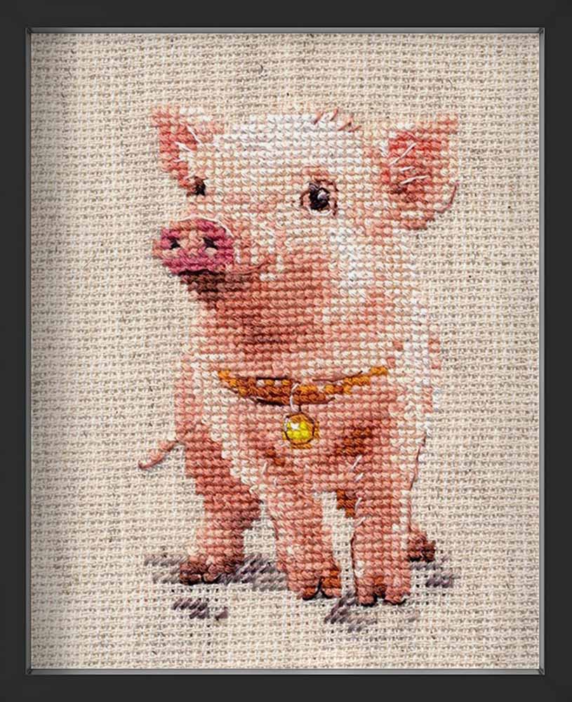 Kreuzstich - Schweinchen | 10x10 cm - Diy - Fadenkunst