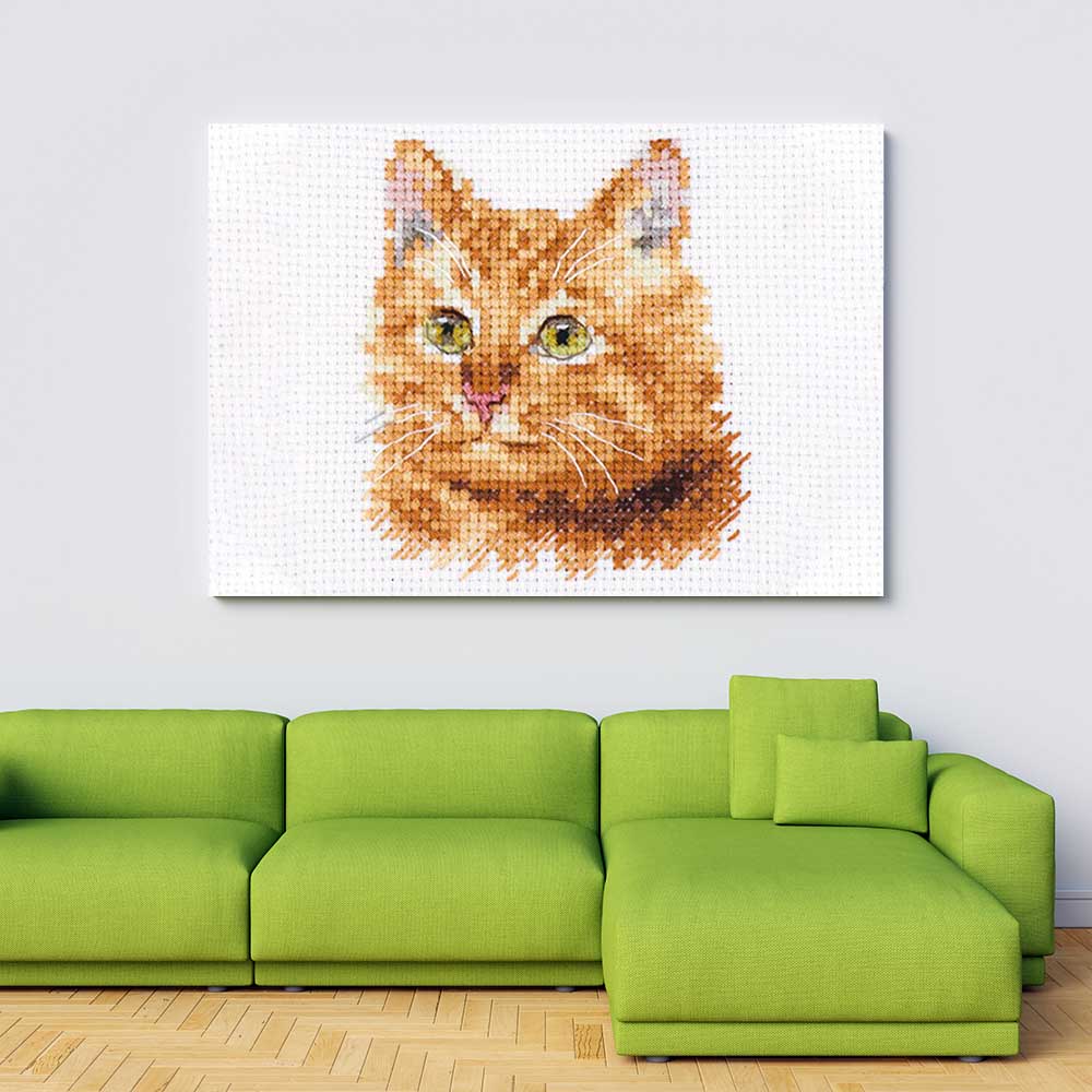 Kreuzstich - Tierportraits Ingwer Katze | 10x10 cm - Diy - Fadenkunst