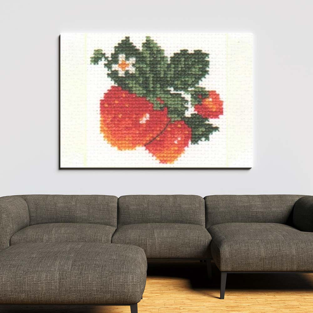 Kreuzstich - Erdbeere | 10x10 cm - Diy - Fadenkunst