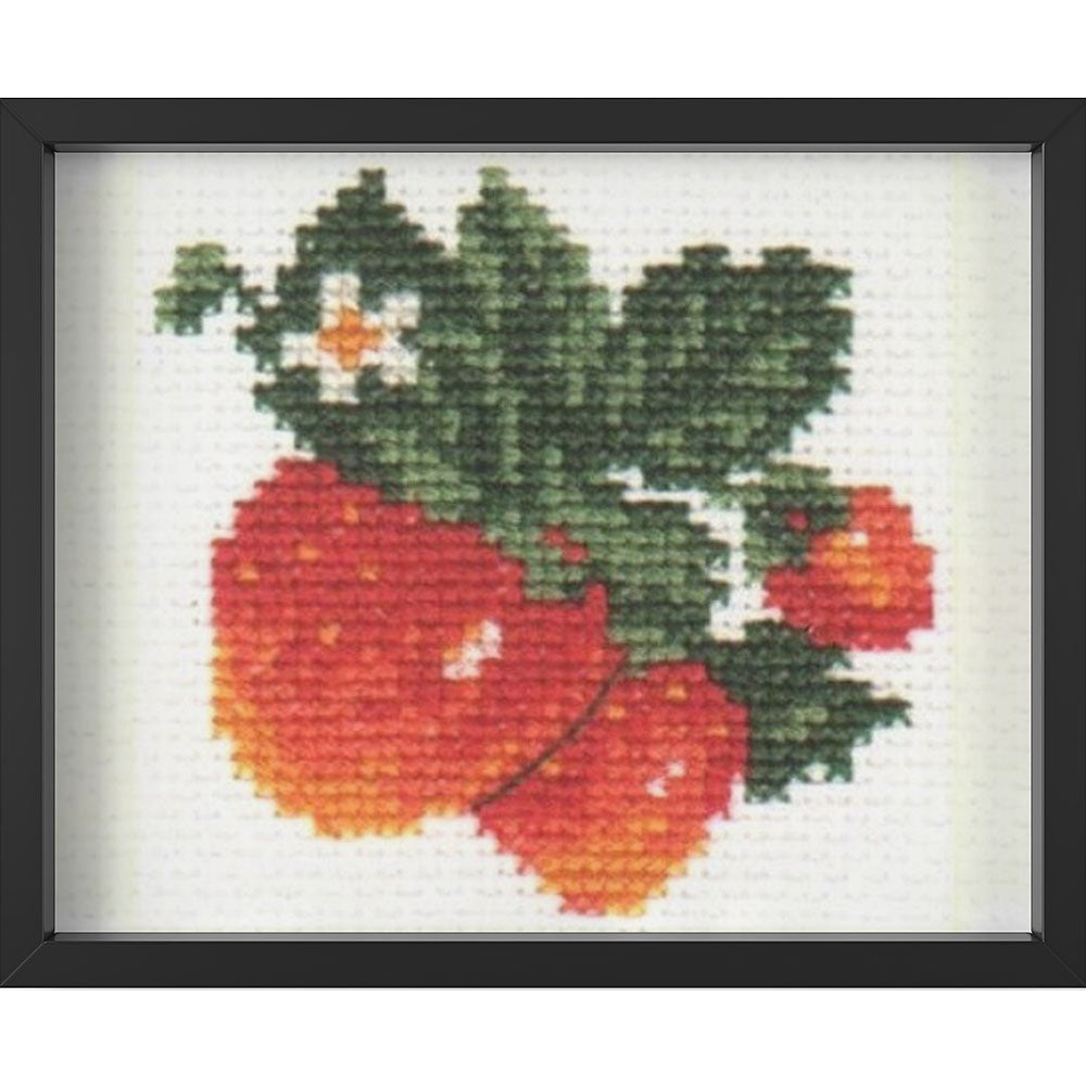 Kreuzstich - Erdbeere | 10x10 cm - Diy - Fadenkunst