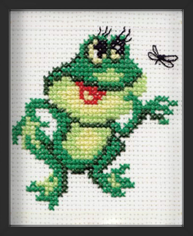 Kreuzstich - Frosch | 10x10 cm - Diy - Fadenkunst