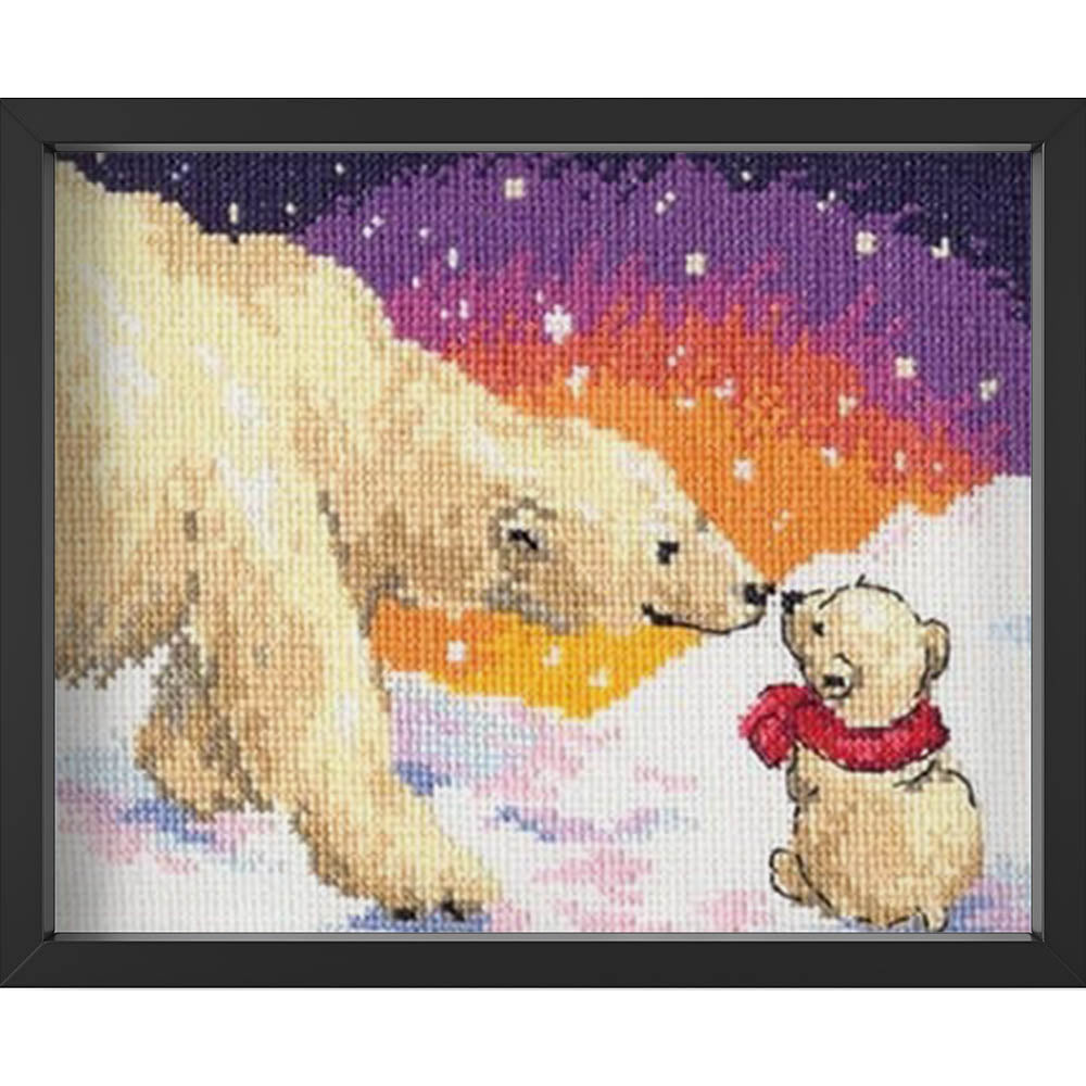 Kreuzstich - Weiße Bären | 20x20 cm - Diy - Fadenkunst