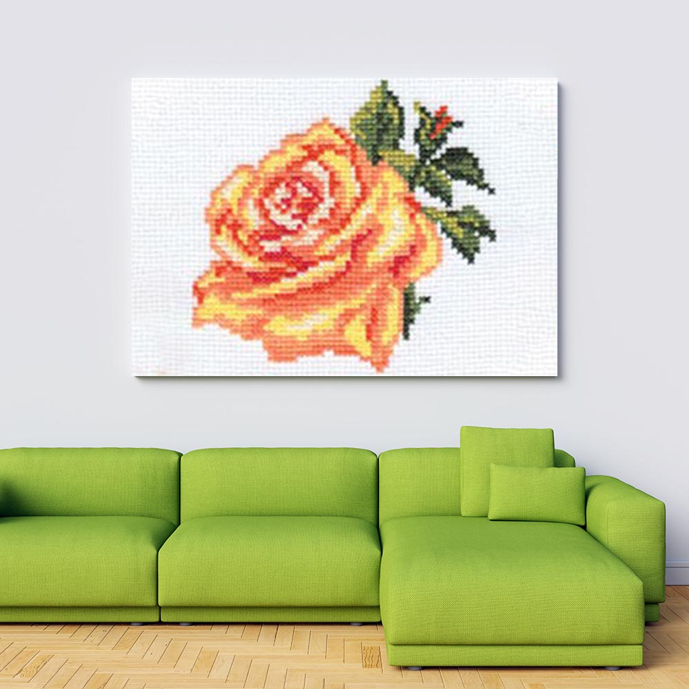 Kreuzstich - Rose | 10x10 cm - Diy - Fadenkunst